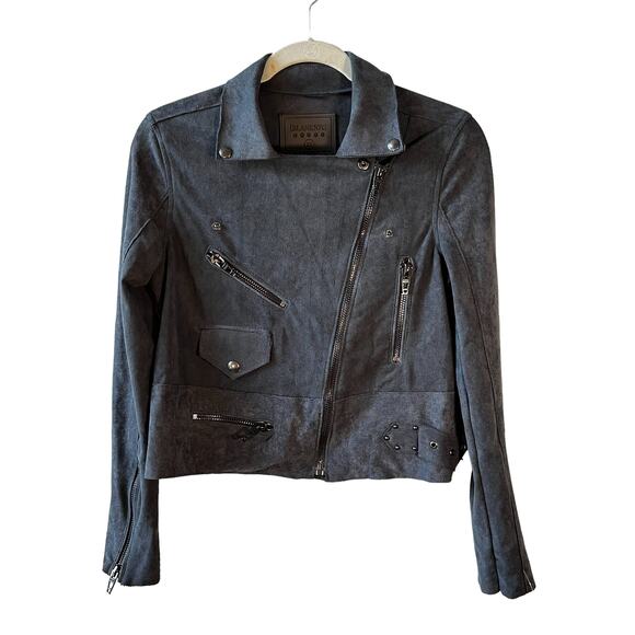 BLANK NYC Size XS Women's Cropped Microsuede Grey Moto Jacket - Picture 8 of 9